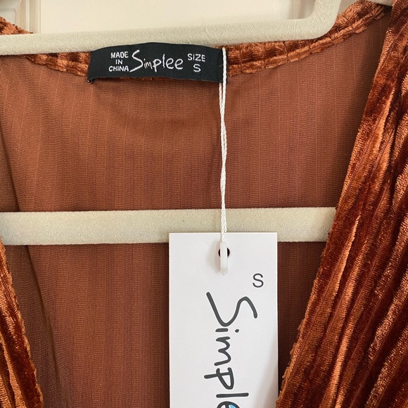 Simplee Apparel - NWT - Size S - Copper Ribbed Velvet Maxi Dress - Picture 2 of 2